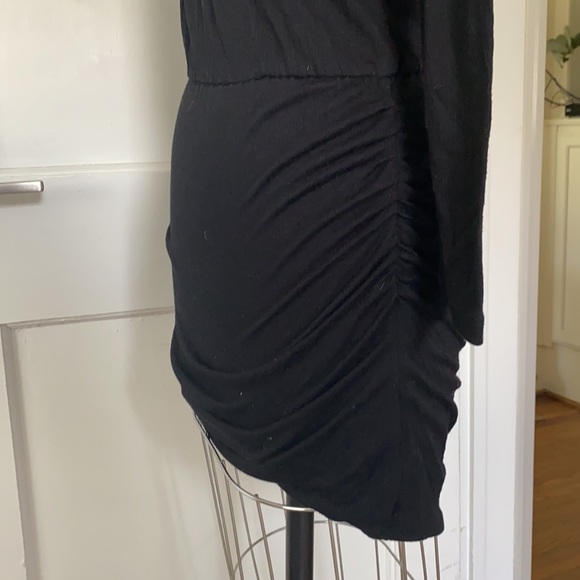 LNA Long Sleeve Little Black Dress with Lace Up Bust. - Picture 5 of 8